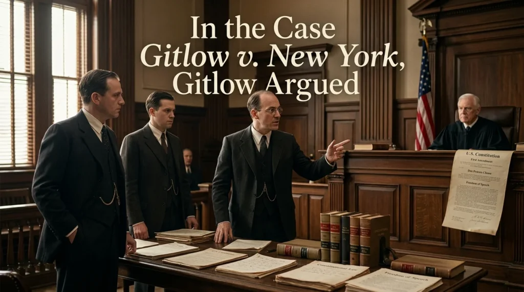 In the Case Gitlow v. New York, Gitlow Argued for Free Speech: What the Court Decided In the case Gitlow v. New York, Gitlow argued